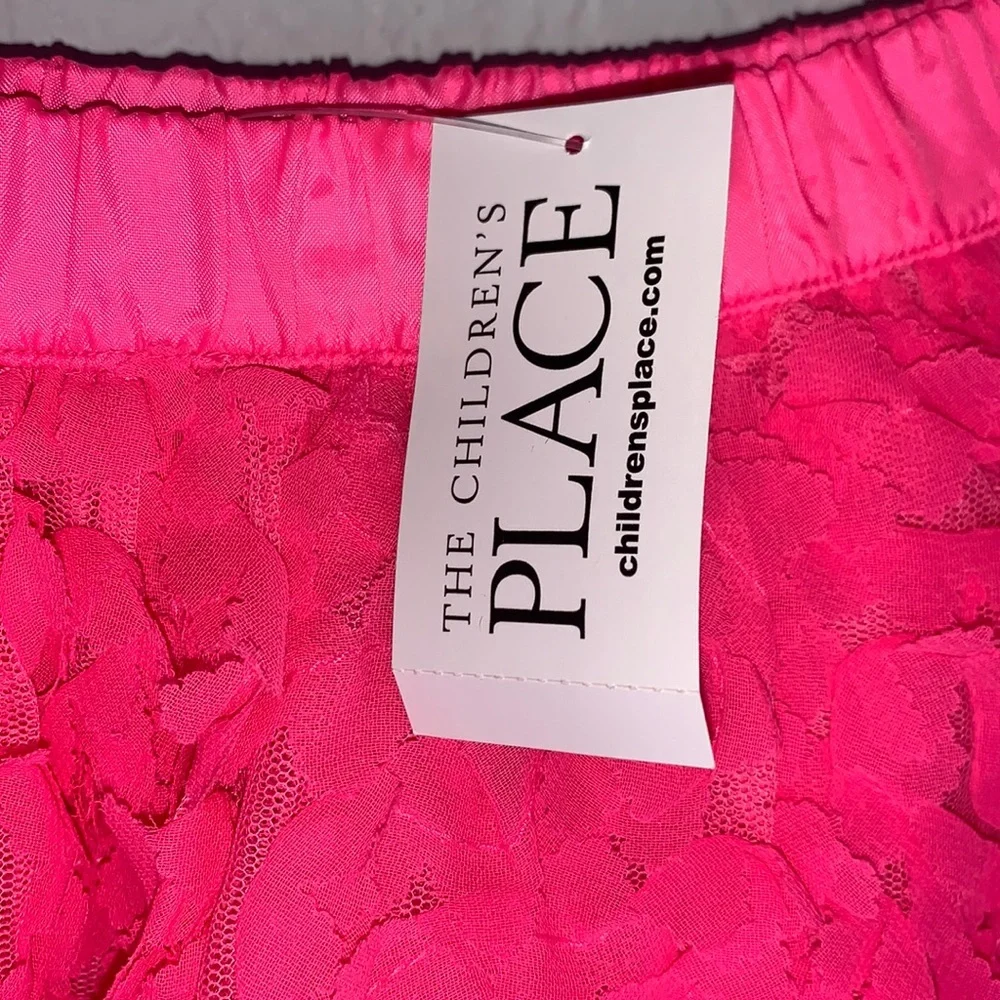 The Children’s Place Neon Berry Flower Skirt Size Large NWT Pink 3D Floral